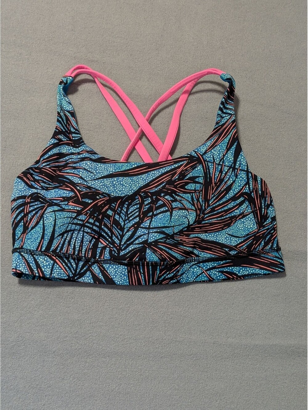 Lululemon Sports Bra Womens 10 Multicolor Tropical Floral Crossback Yoga Workout